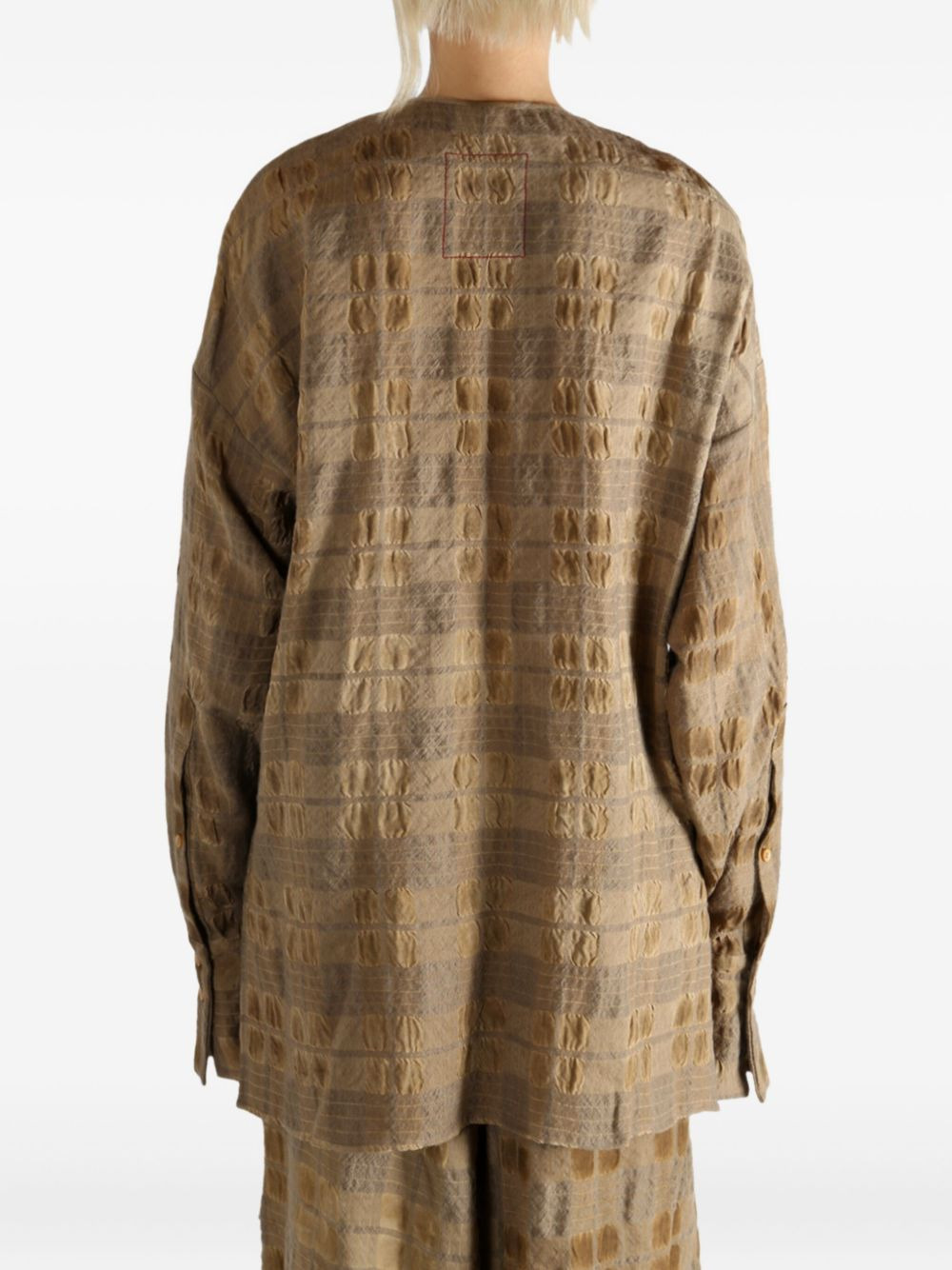 draped checked top - 5