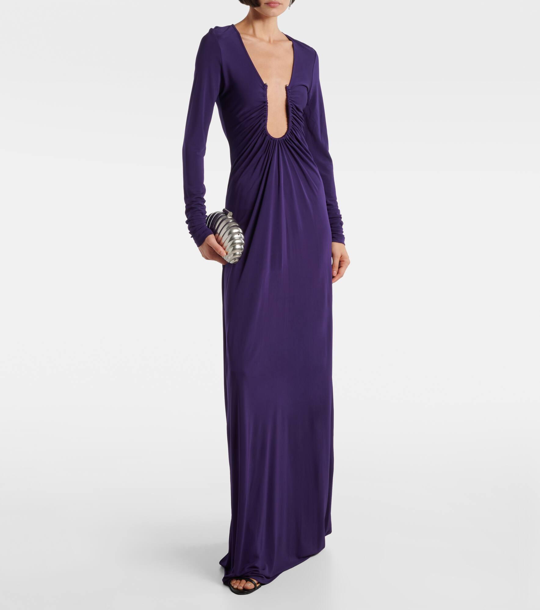 Arced Palm cutout gathered gown - 2