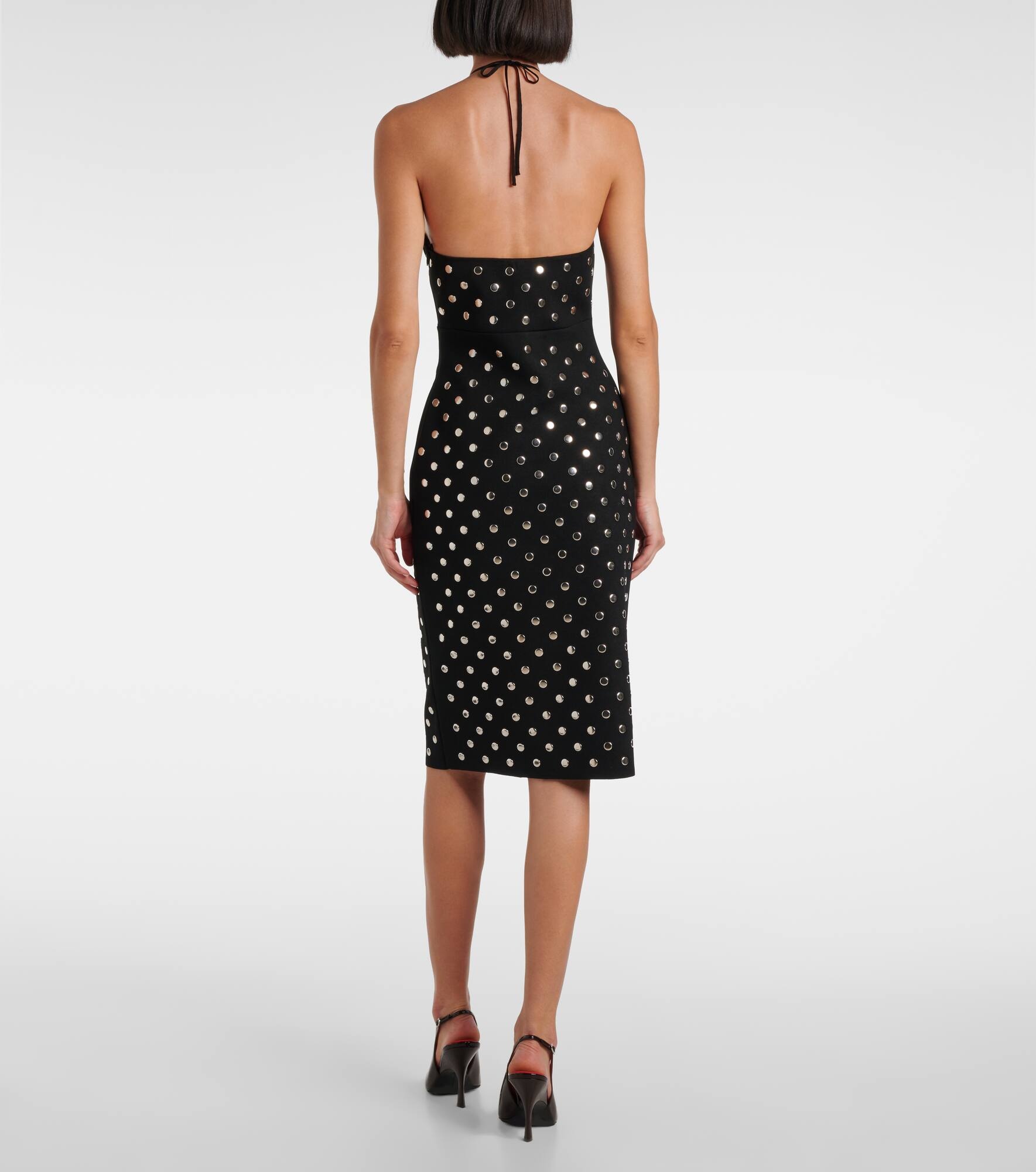 Studded cutout halterneck midi dress - 3