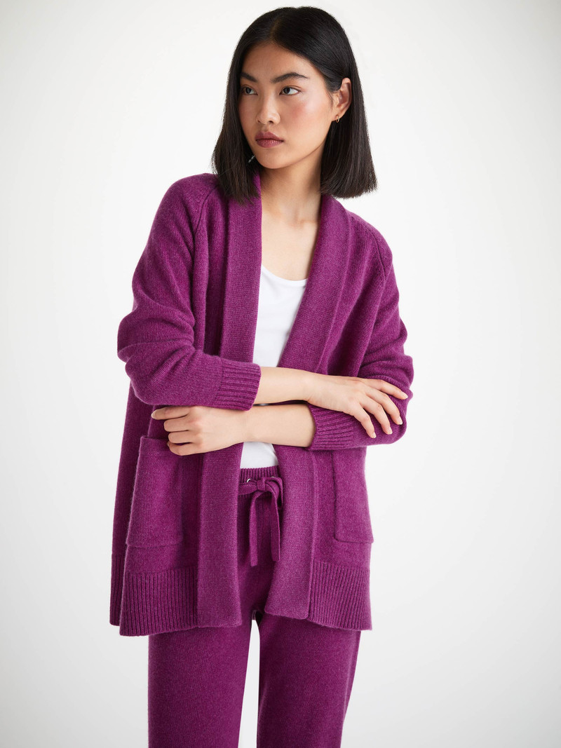 Derek Rose Women's Cardigan Nina Cashmere Purple outlook