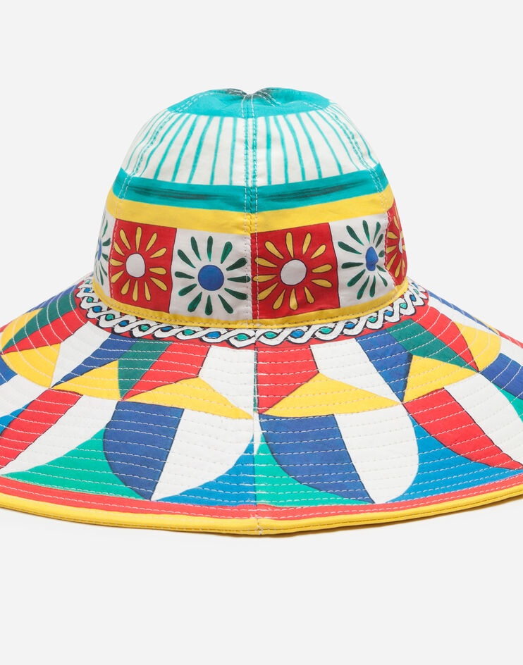 Wide-brim hat in Carretto-print poplin - 3