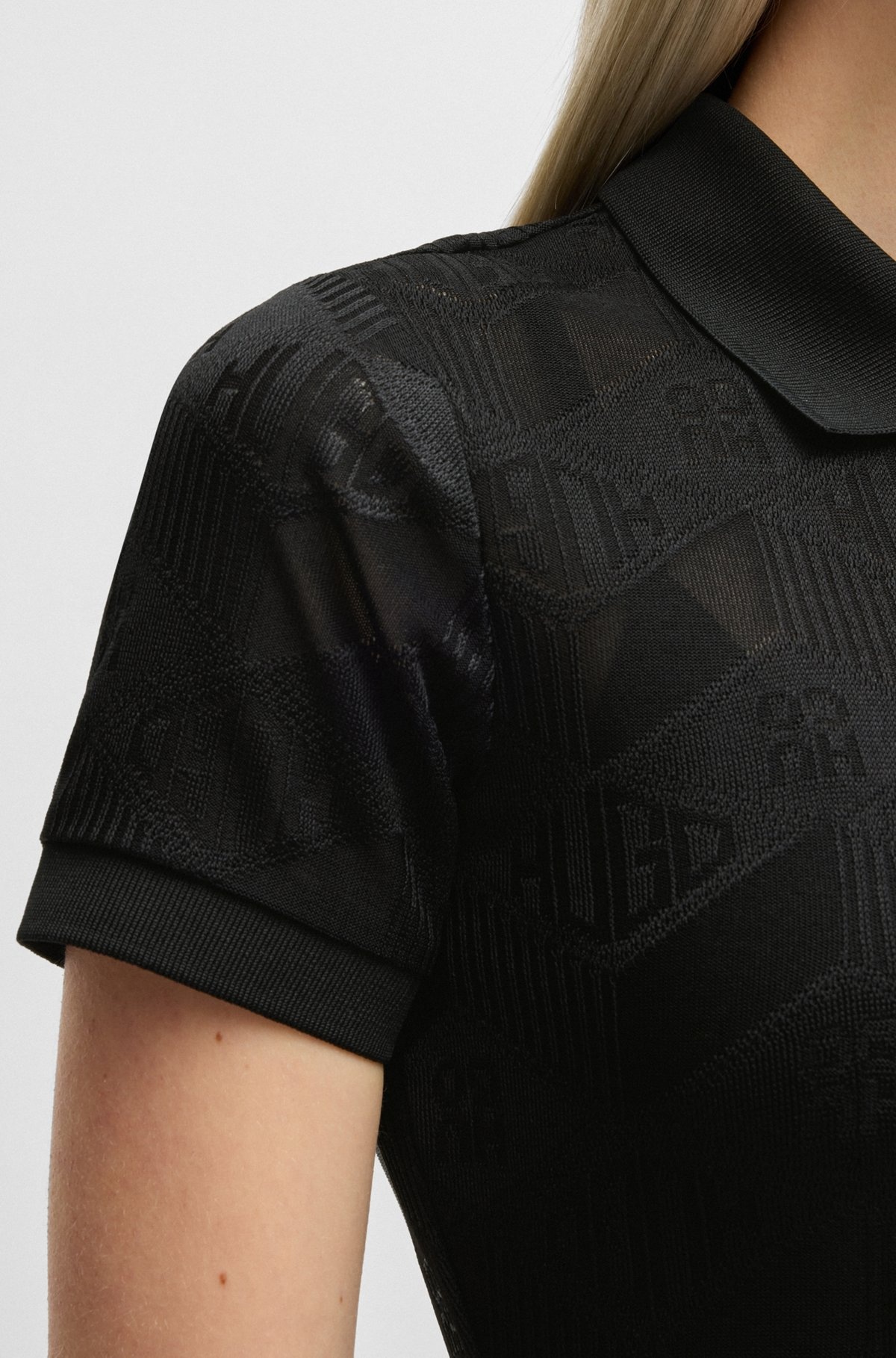 JACQUARD-KNIT DRESS WITH LOGO-ZIP PLACKET - 6
