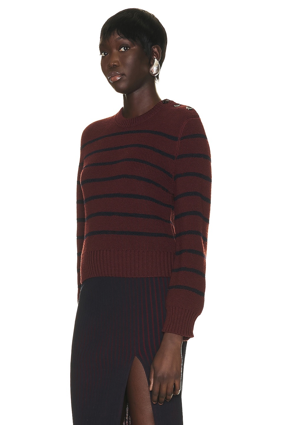 Striped Rib Knit Sweater - 3