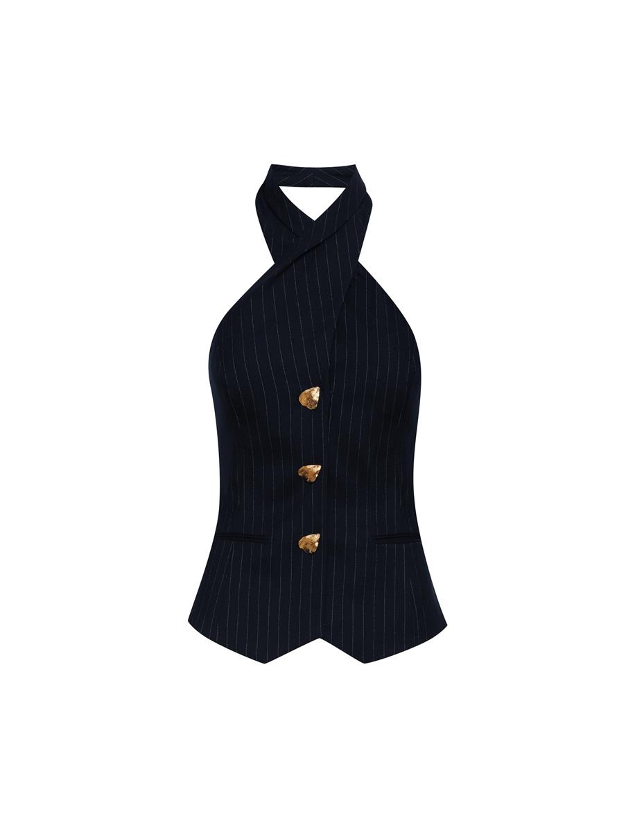 PINSTRIPED HALTER BLOUSE - 5