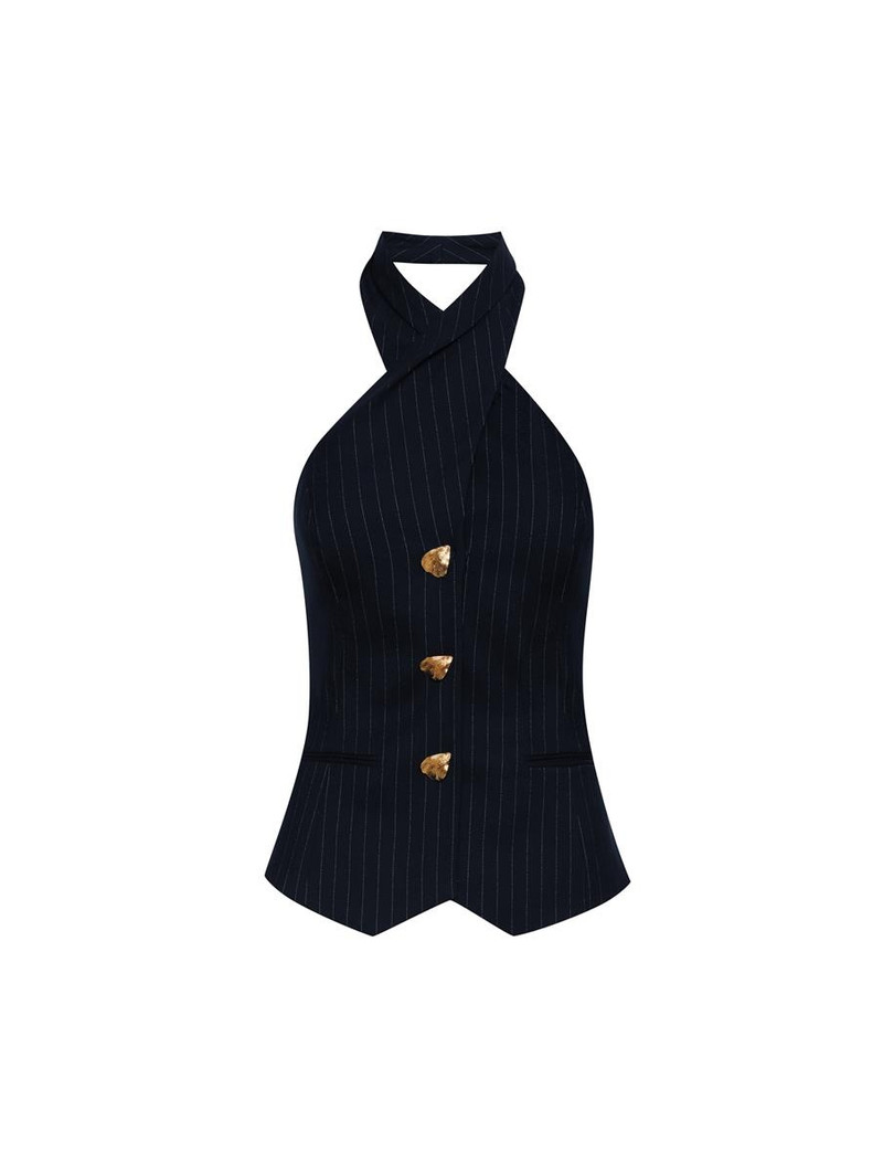 PINSTRIPED HALTER BLOUSE 5