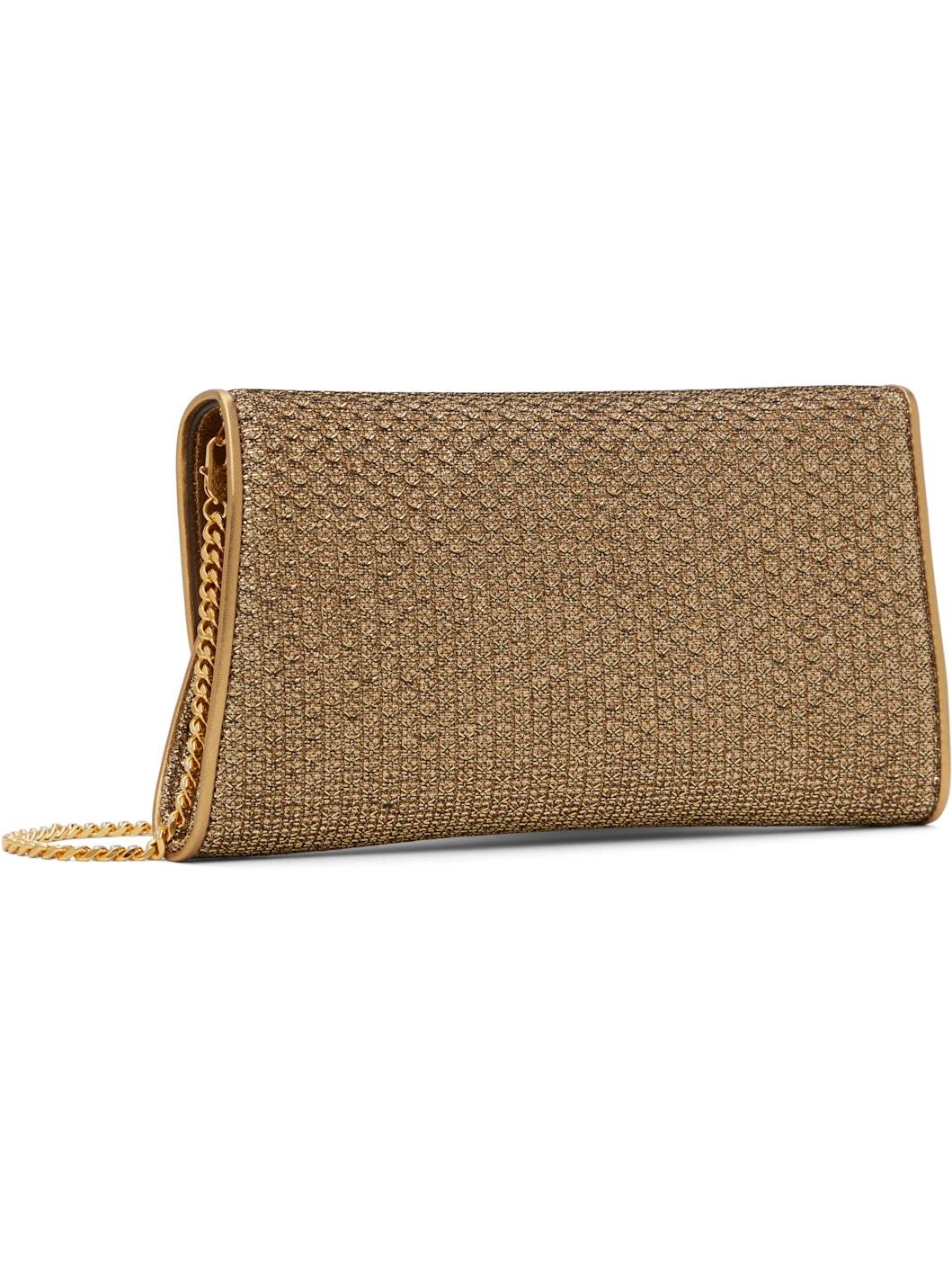 Gold Textured Fabric Nobile Clutch - 3