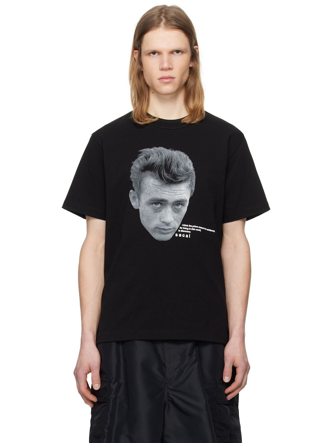 sacai Black James Dean T-shirt | ssense | REVERSIBLE