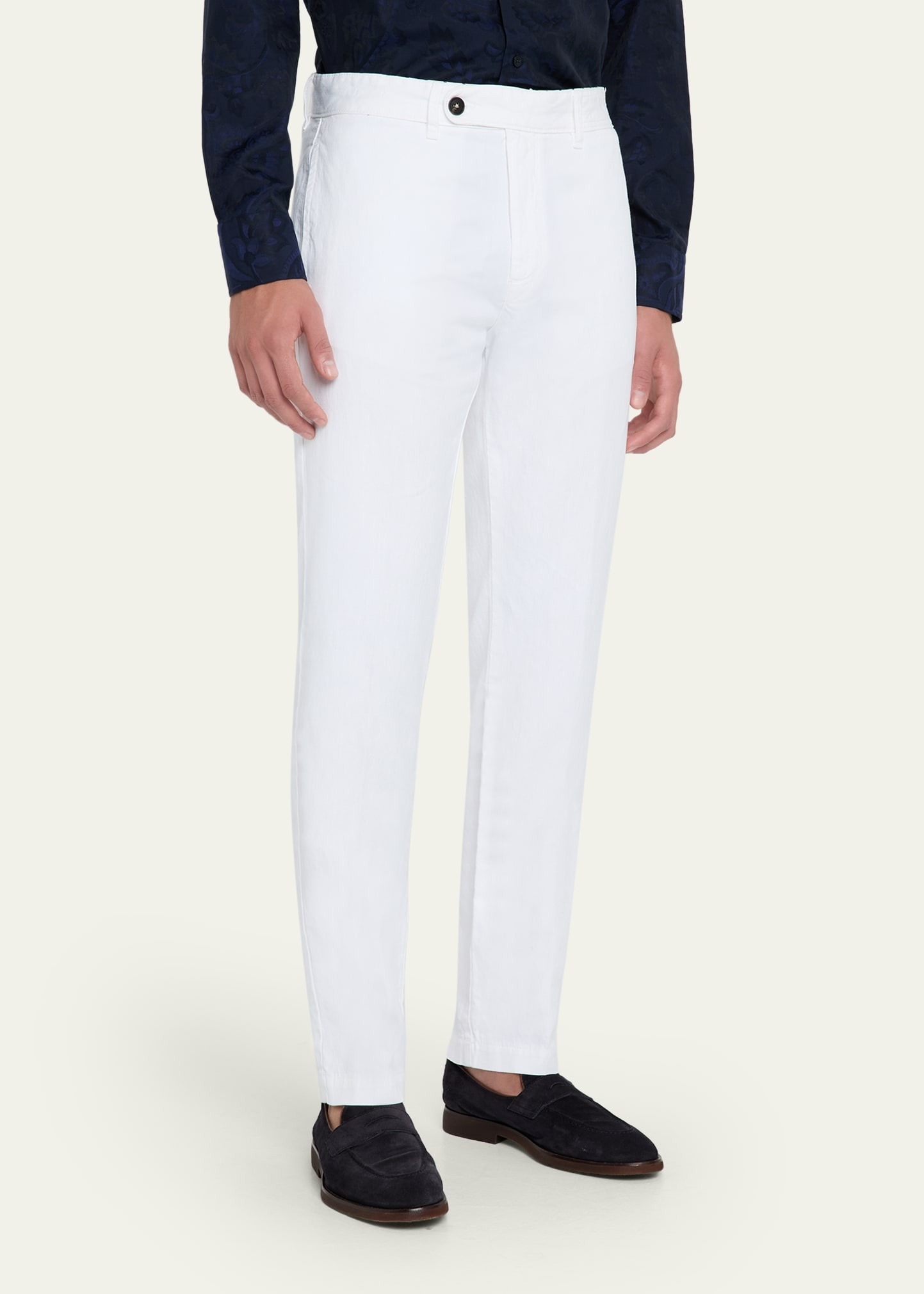 Men's Cotton-Linen Flat-Front Trousers - 4