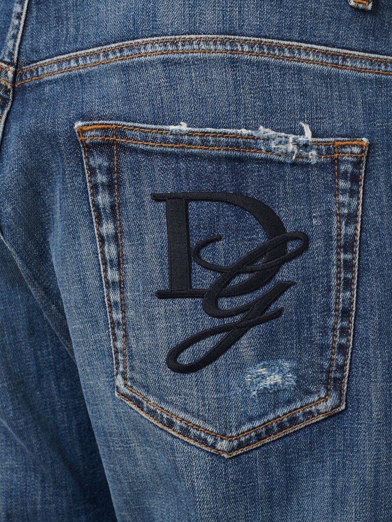 Five pocket logo embroidered jeans - 6