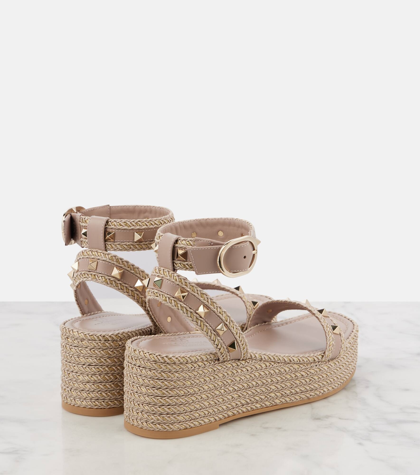 Rockstud leather espadrille sandals - 3