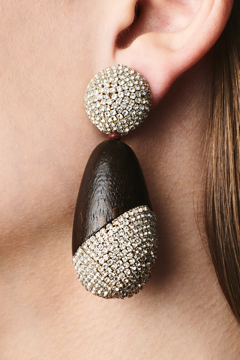 SACHIN & BABI CHRISTINA EARRINGS - ROBLE WOOD/CLEAR CRYSTALS outlook