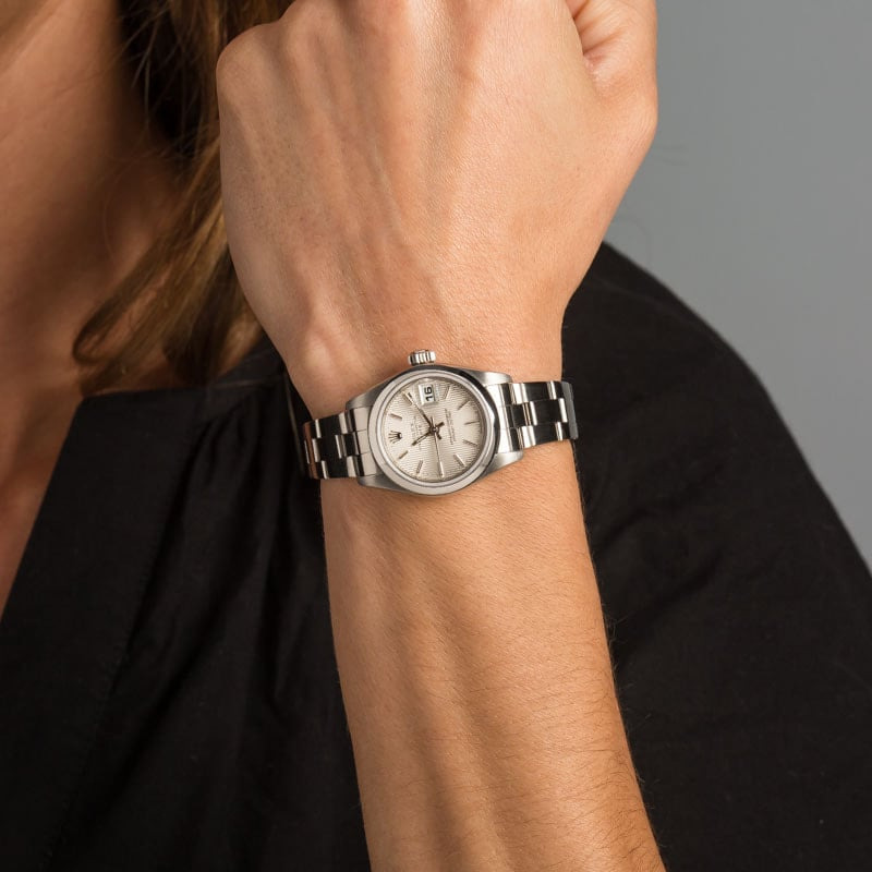 Rolex Lady Date 79160 Silver Tapestry Dial - 5