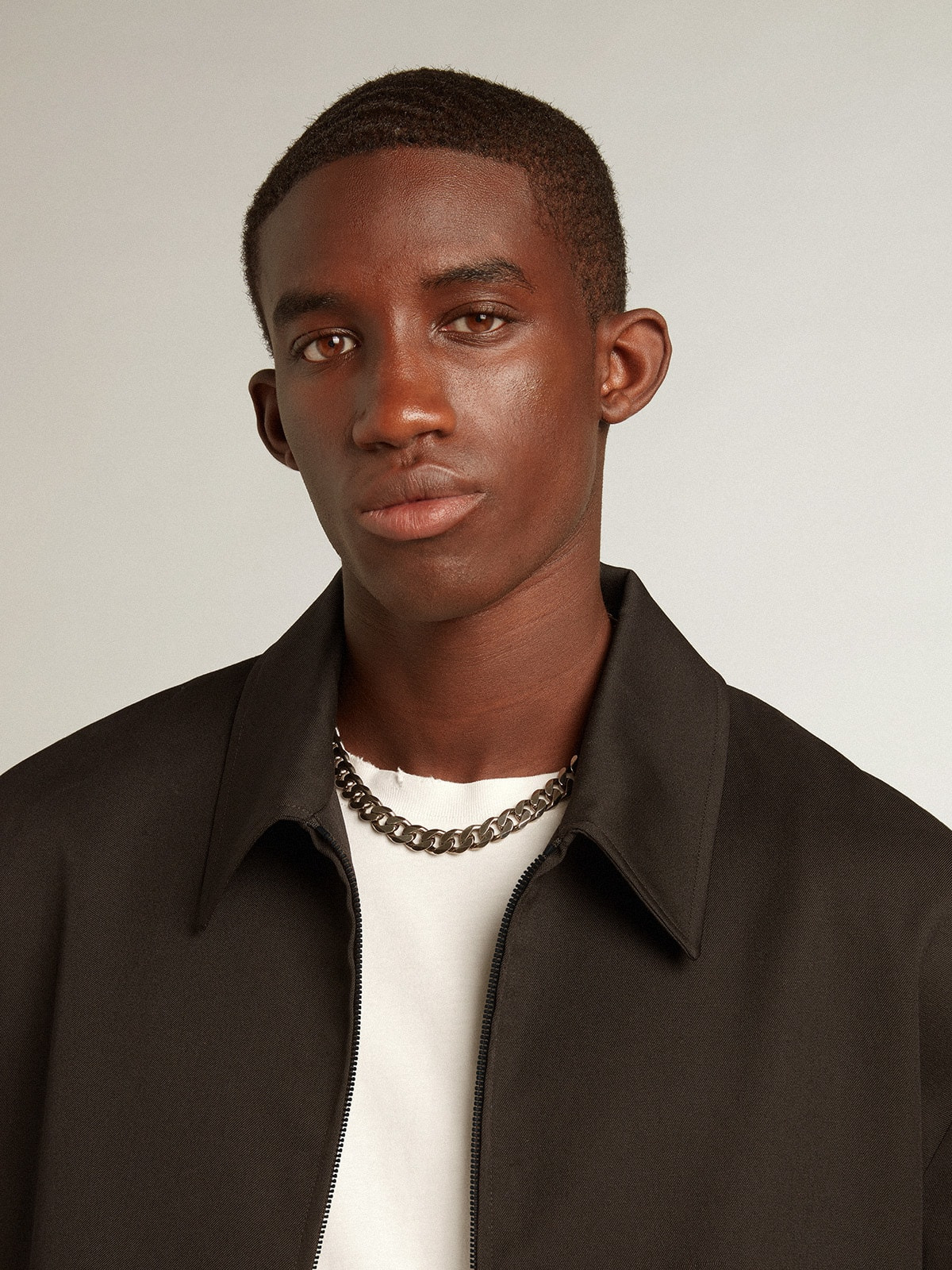 Men’s zip-up jacket in black wool gabardine - 2