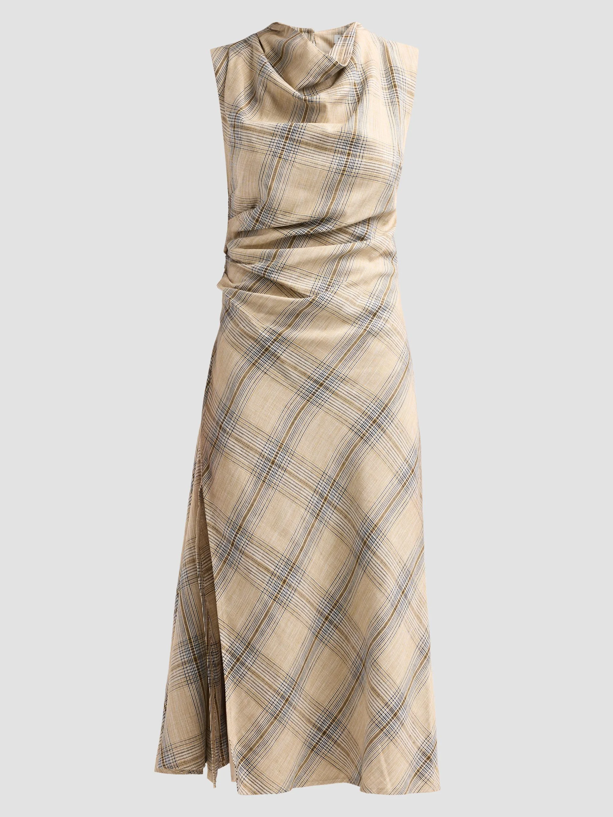 Women's Burke Draped Midi Dress - Rattan Plaid - 1