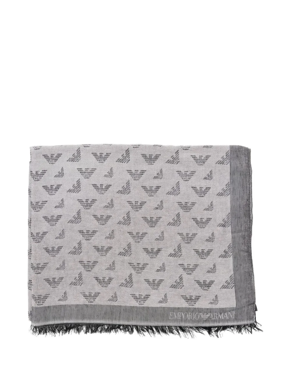 Eagle-monogram fringed scarf - 1