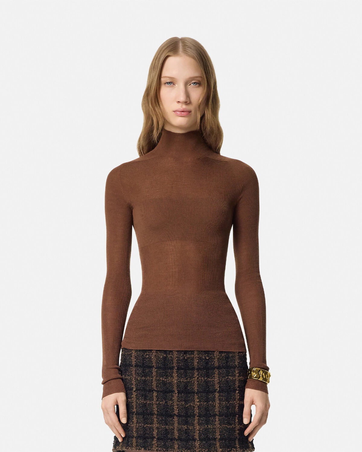 Merino Wool Fitted Ribbed Knit Top - 4
