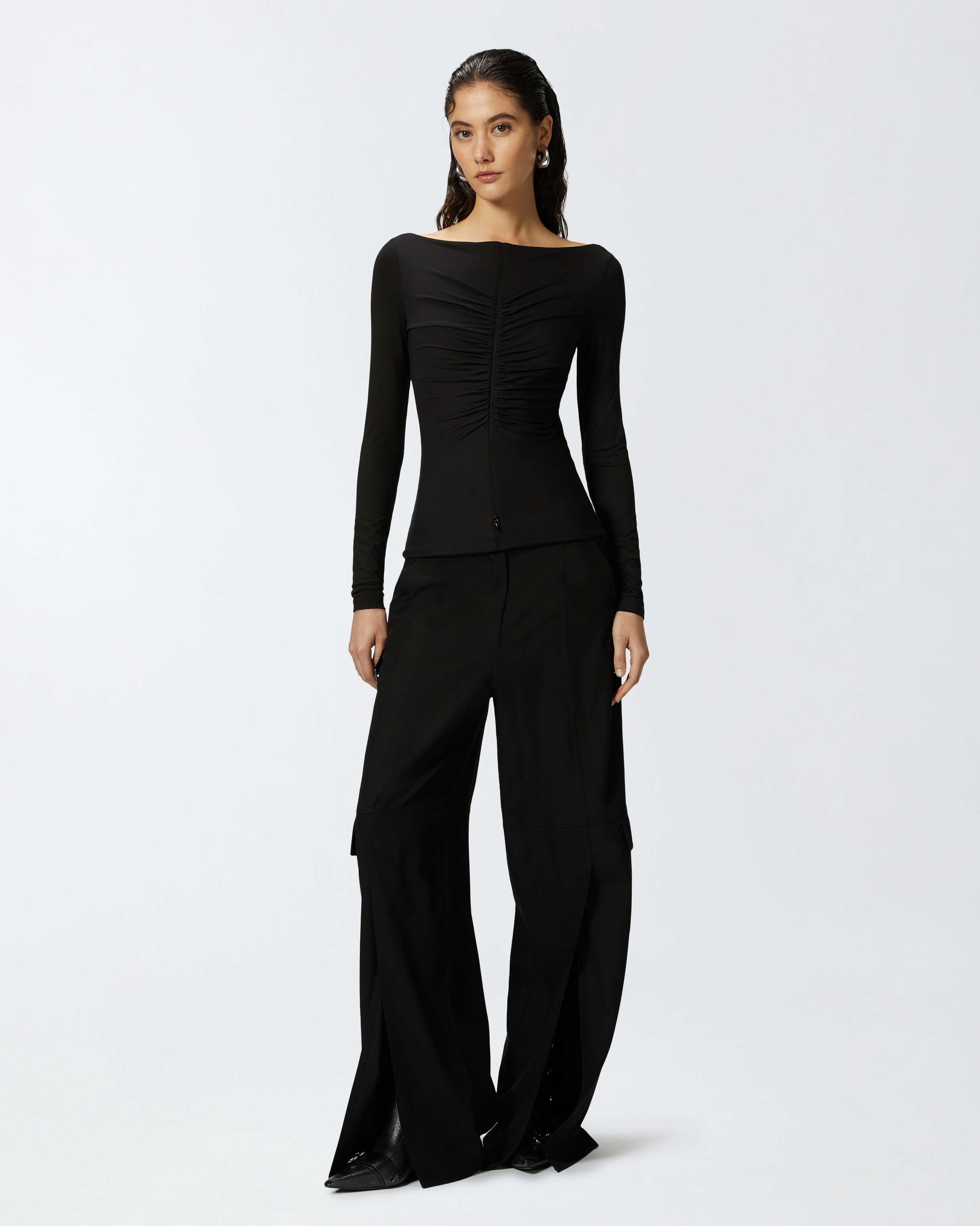 FLOWING WIDE-LEG CARGO TROUSERS - 2