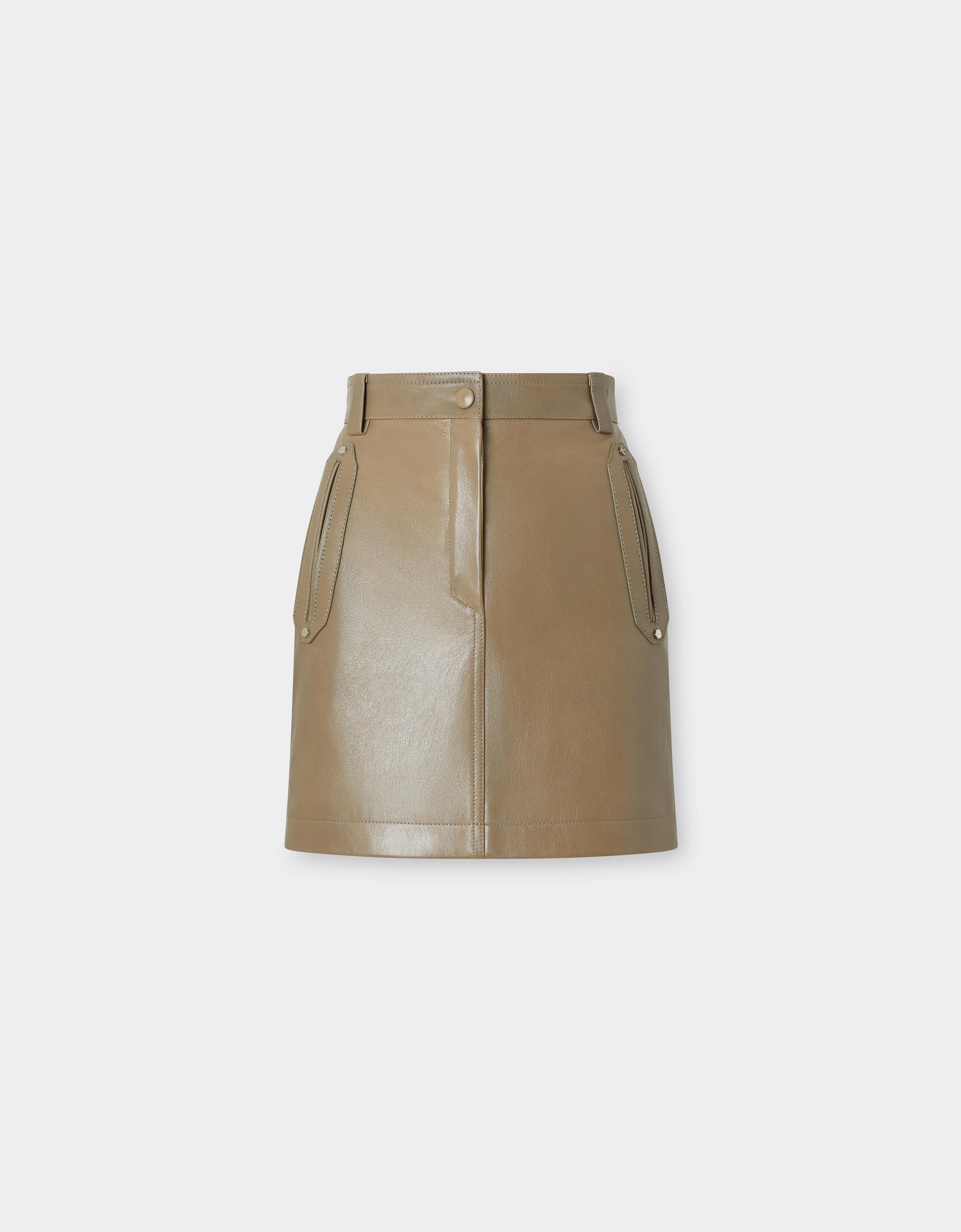 High-Waisted Leather Mini Skirt - 1