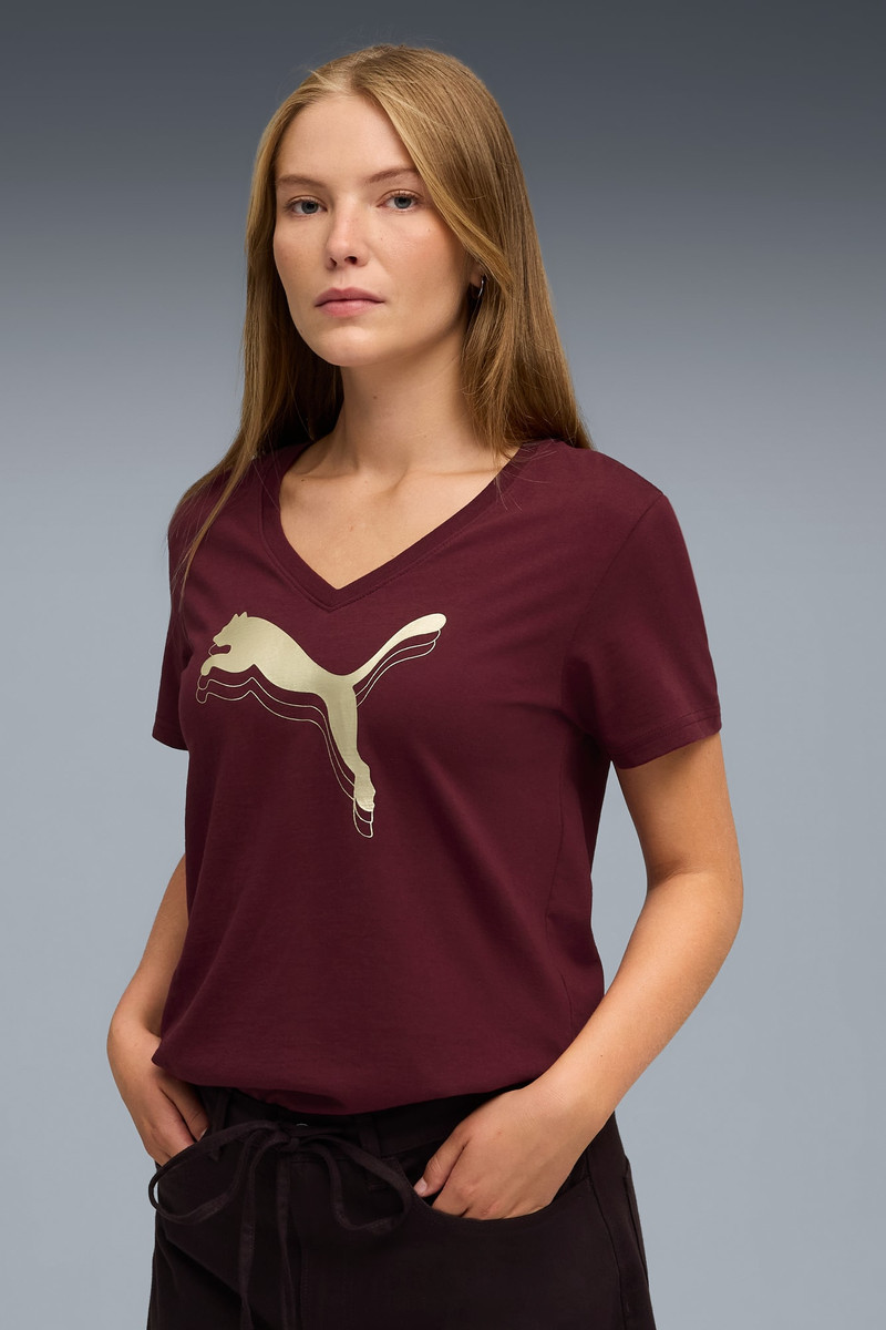 PUMA PUMA Essentials Metallic Women's V-Neck Tee outlook