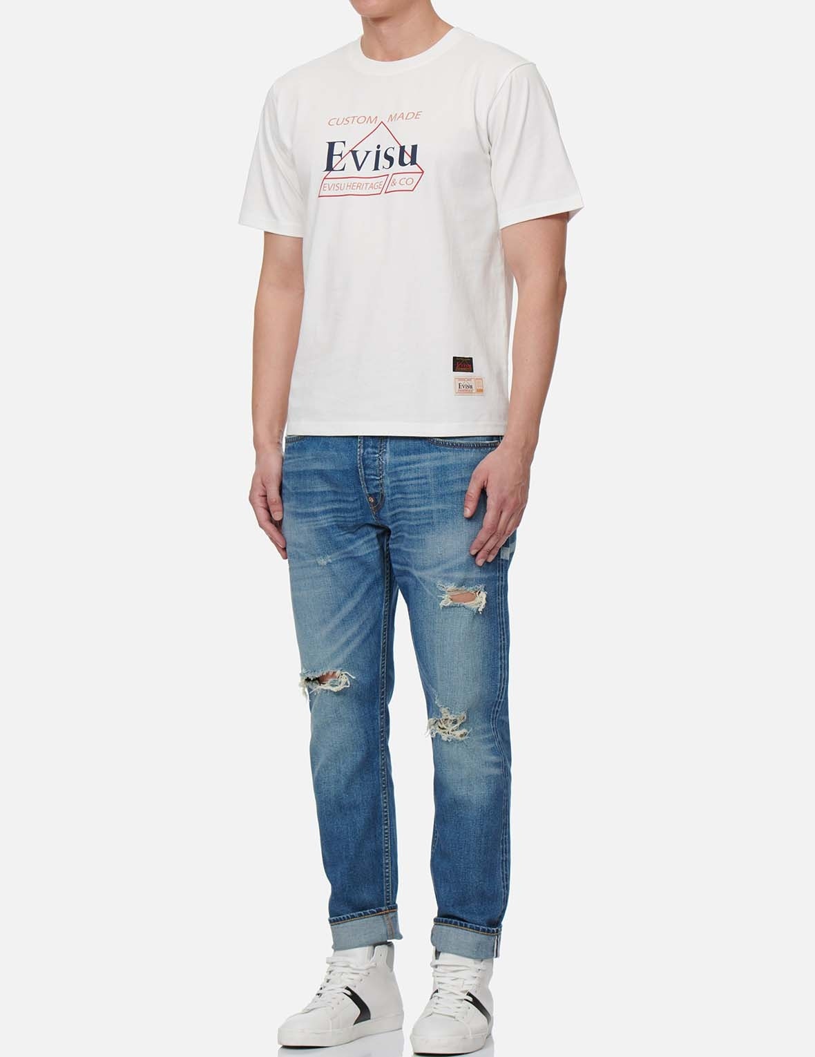 DECONSTRUCTED KAMON PRINT CROPPED-LENGTH CARROT FIT JEANS #2017 - 4