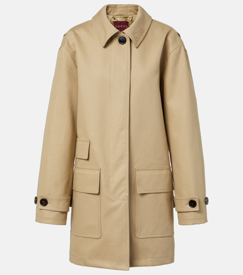 Logo cotton gabardine trench coat - 1