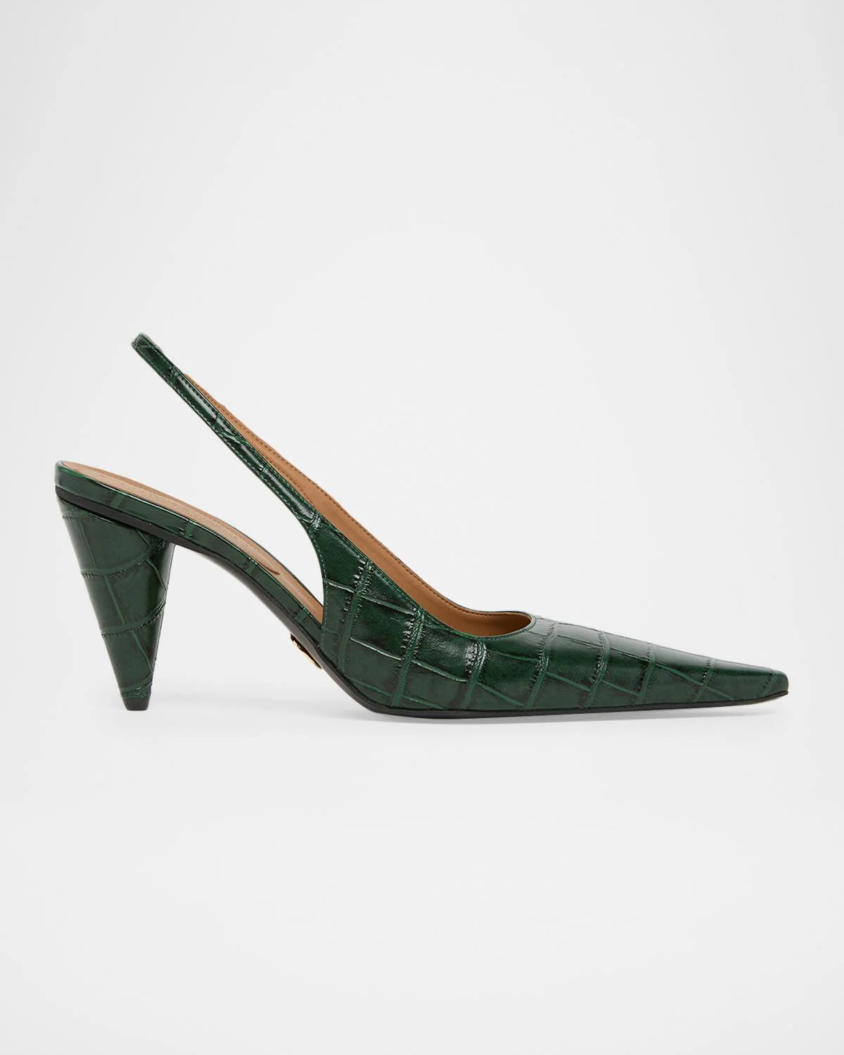80MM Croc-Embossed Cone-Heel Slingback Pumps - 1