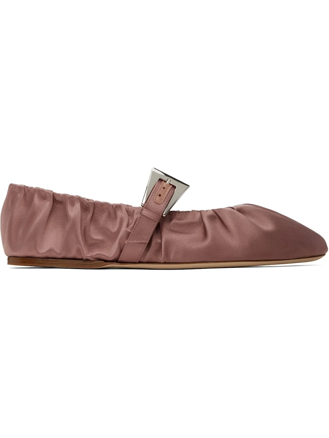 Pink Sveva Plisse Buckle Ballerina Flats - 1