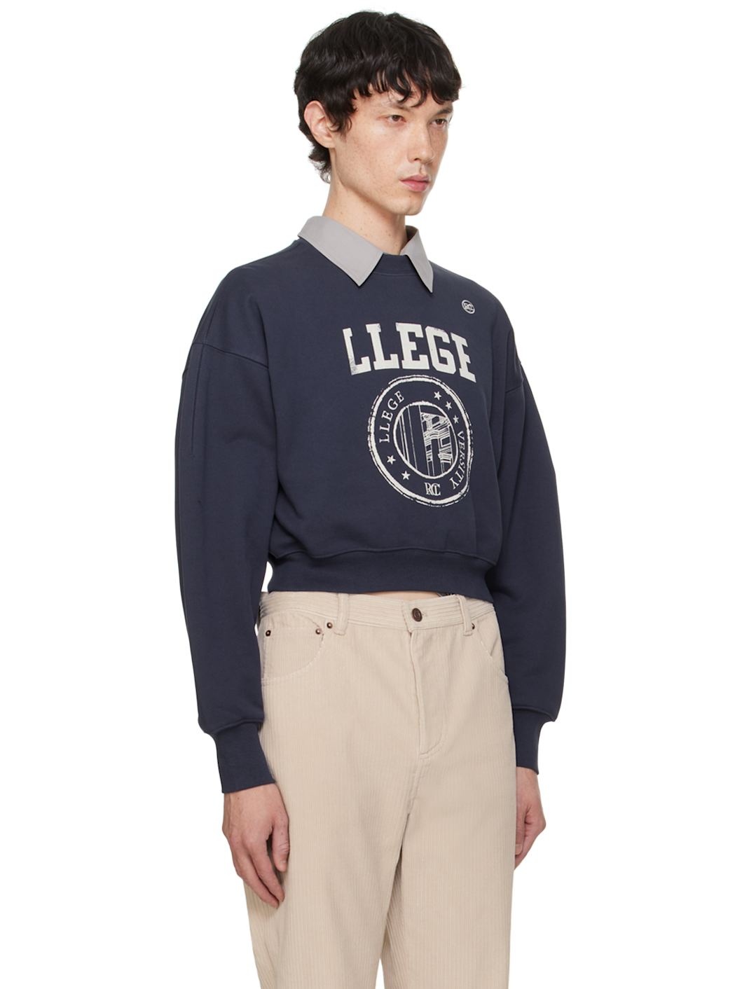 Navy 'LLEGE' Logo Hoodie - 2