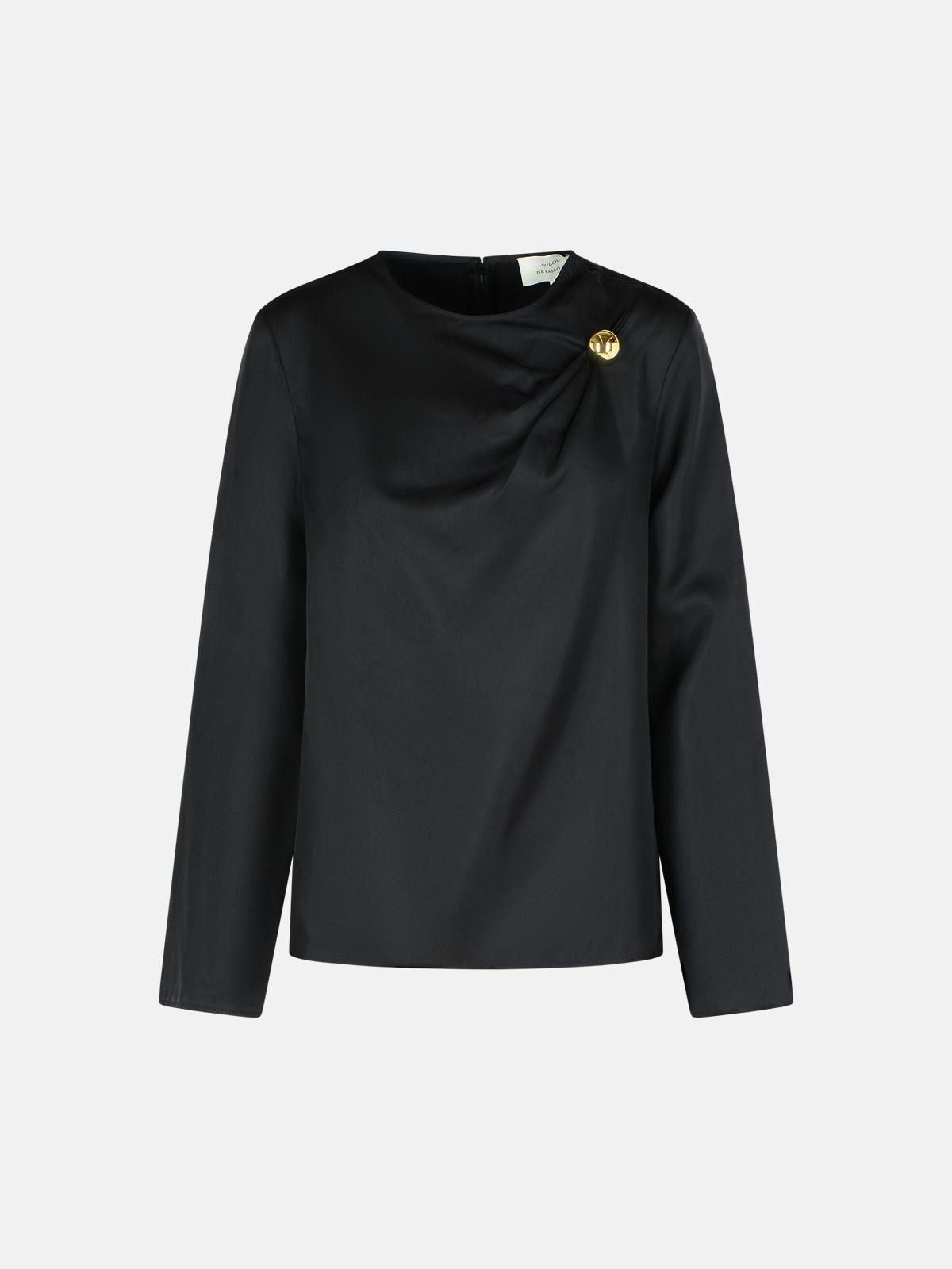 'AZAE' BLOUSE DRAPED IN BLACK SILK - 1