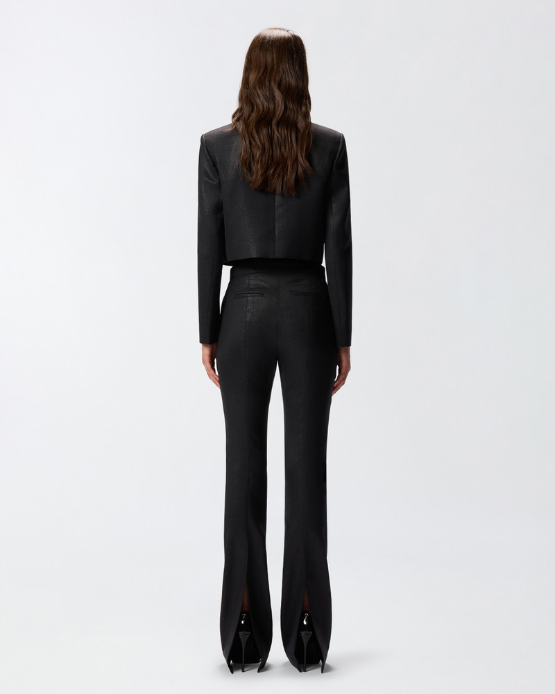 SHINY-EFFECT STRAIGHT-LEG PINSTRIPED TROUSERS 4