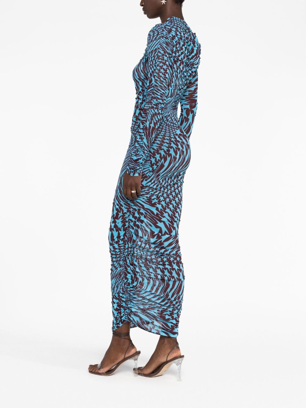 star-print ruched dress - 6