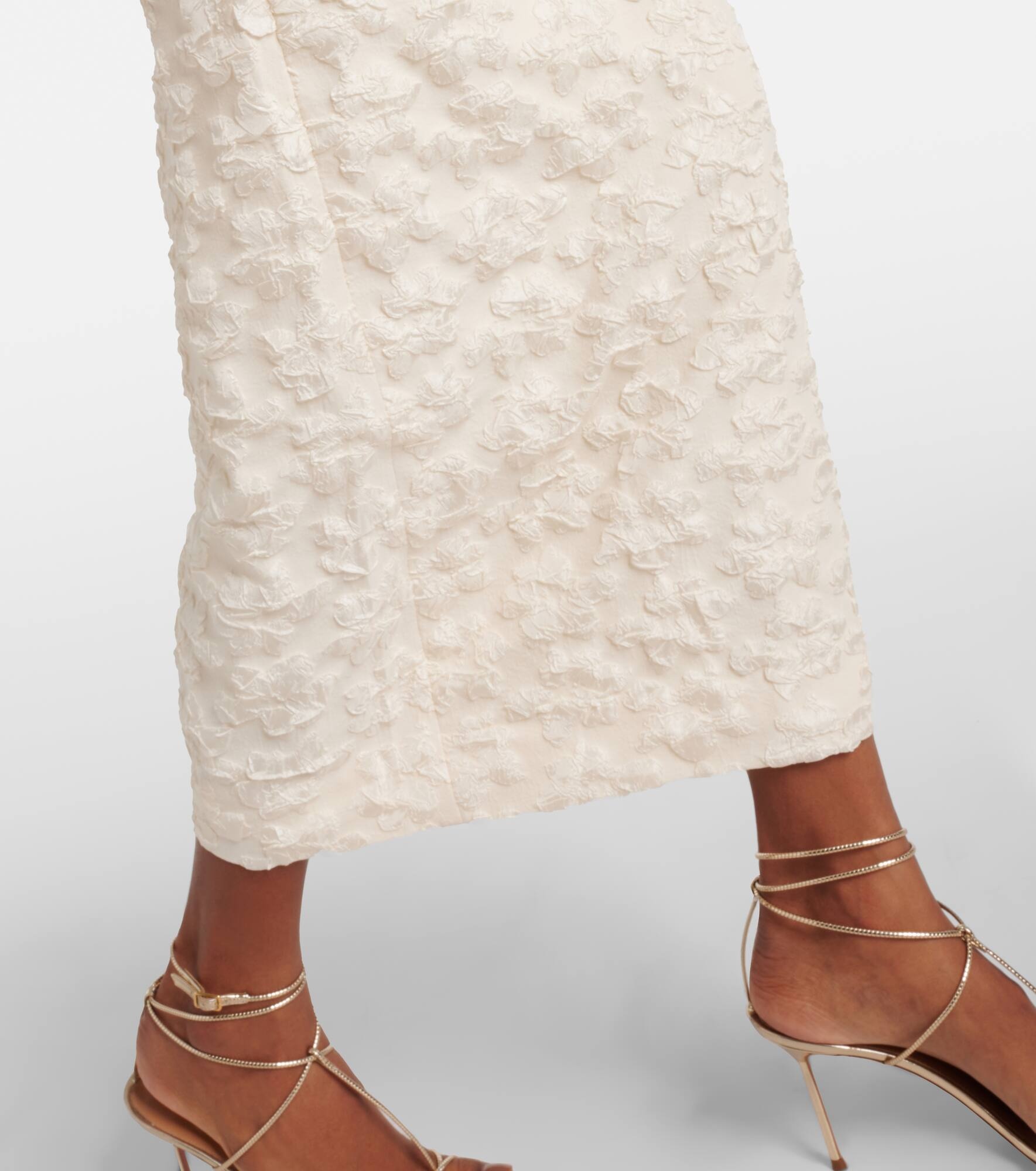 Bridal floral jacquard midi dress - 5
