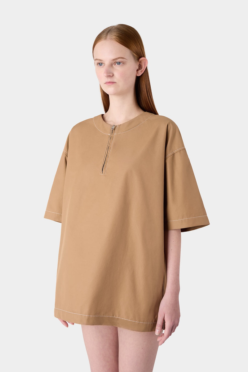 ZIPPED OVER T-SHIRT / dark beige 1