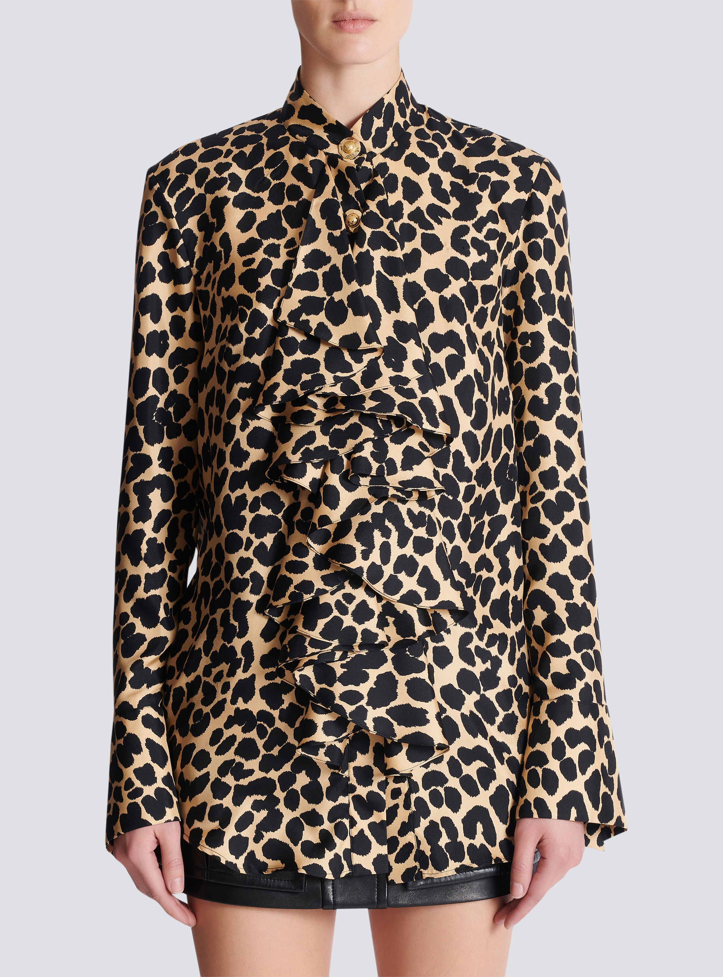 Leopard print ruffled shirt - 5