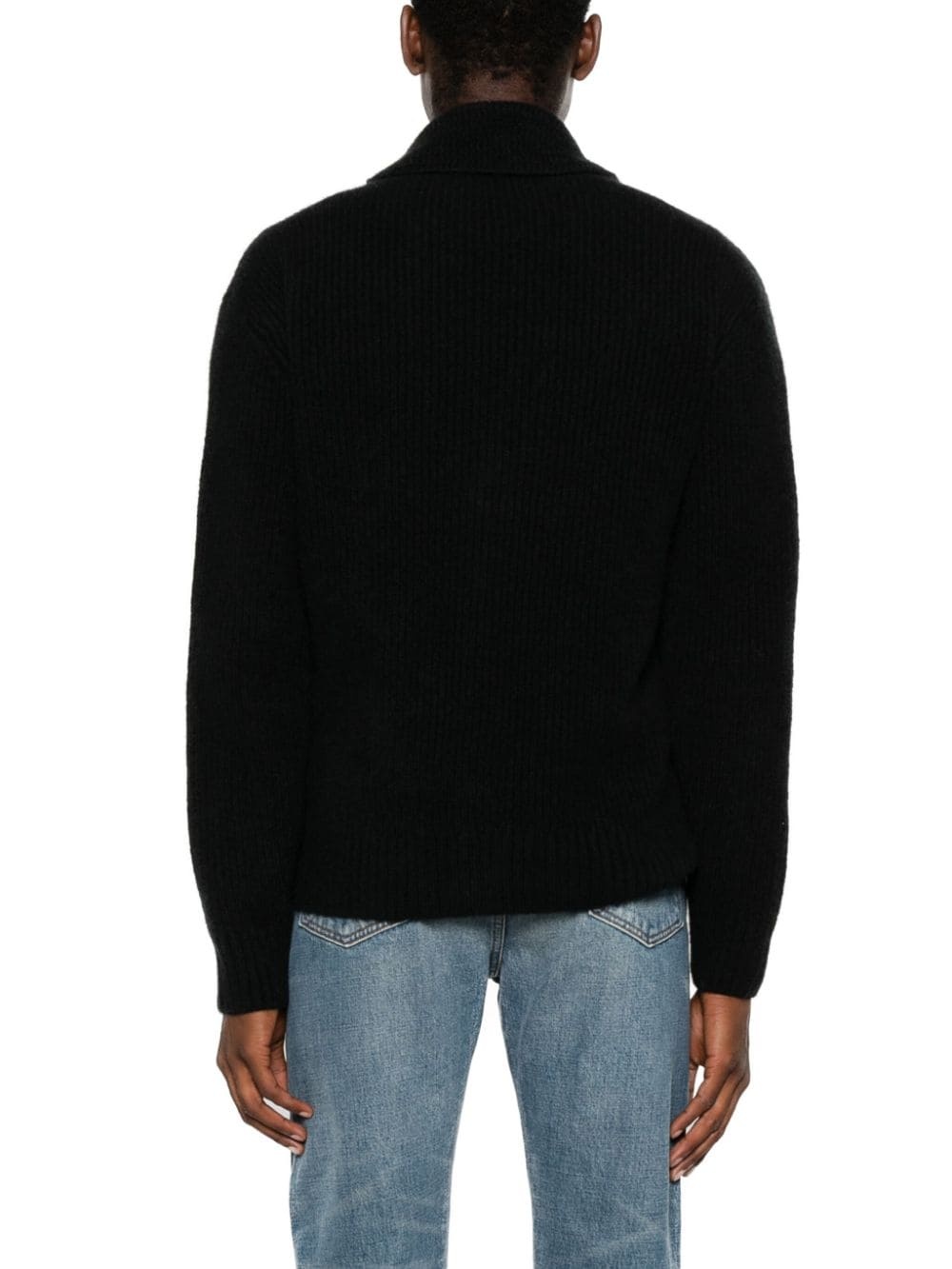 shawl-collar ribbed cardigan - 4