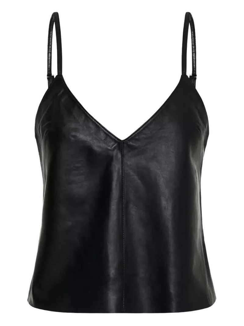 V-neck leather tank top 1