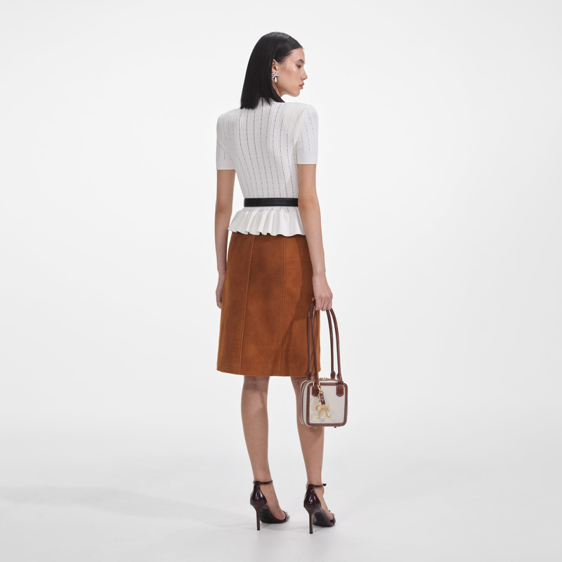 self-portrait White Peplum Knit Top outlook