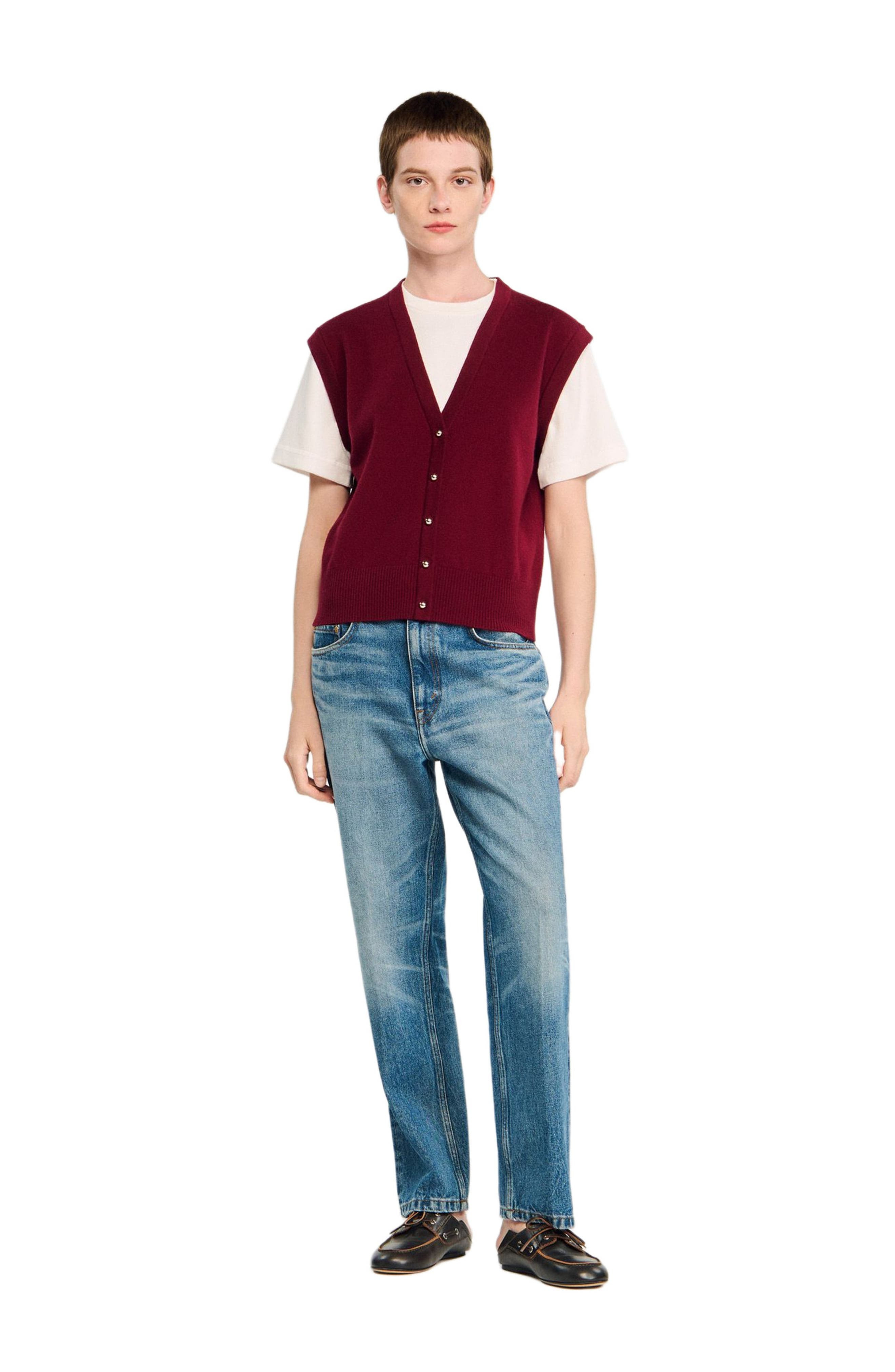 SANDRO Two-tone wool and cashmere sweater in Bordeaux at Nordstrom - 2