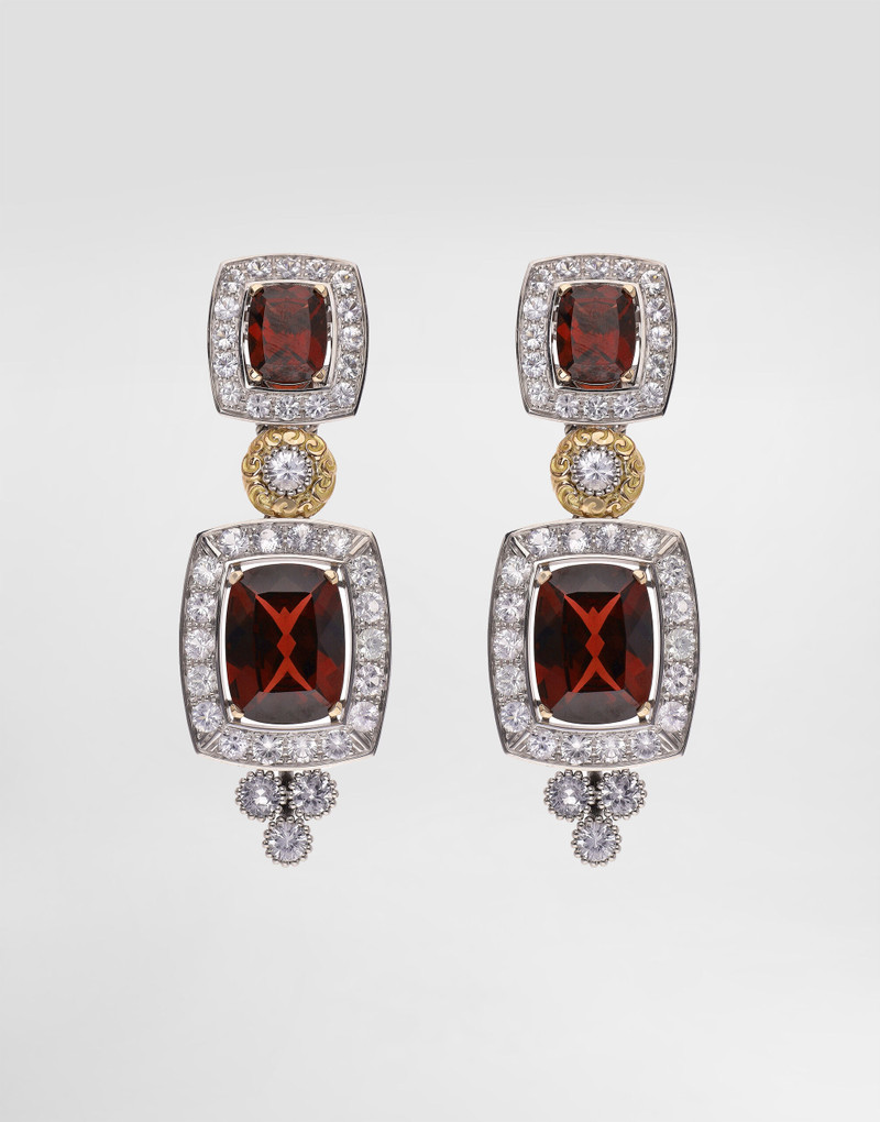 Eleganza Earrings 18-carat white and rose gold, garnets, and sapphires 1