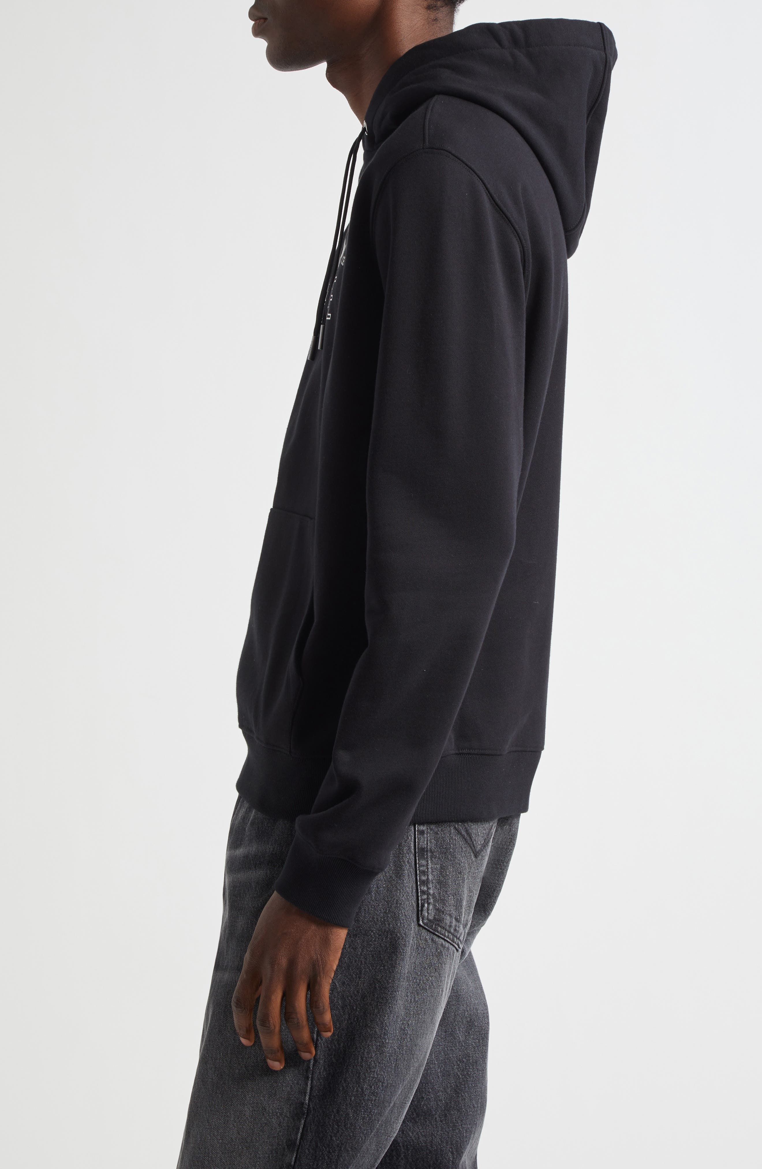 Versace Via Gesù Logo Graphic Hoodie in Black Print at Nordstrom - 3