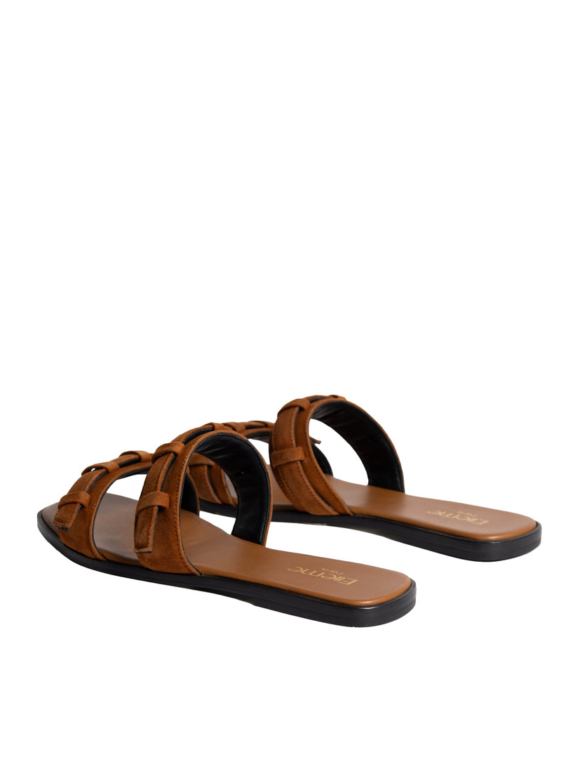 Loop Flat Sandal Suede Cognac 4