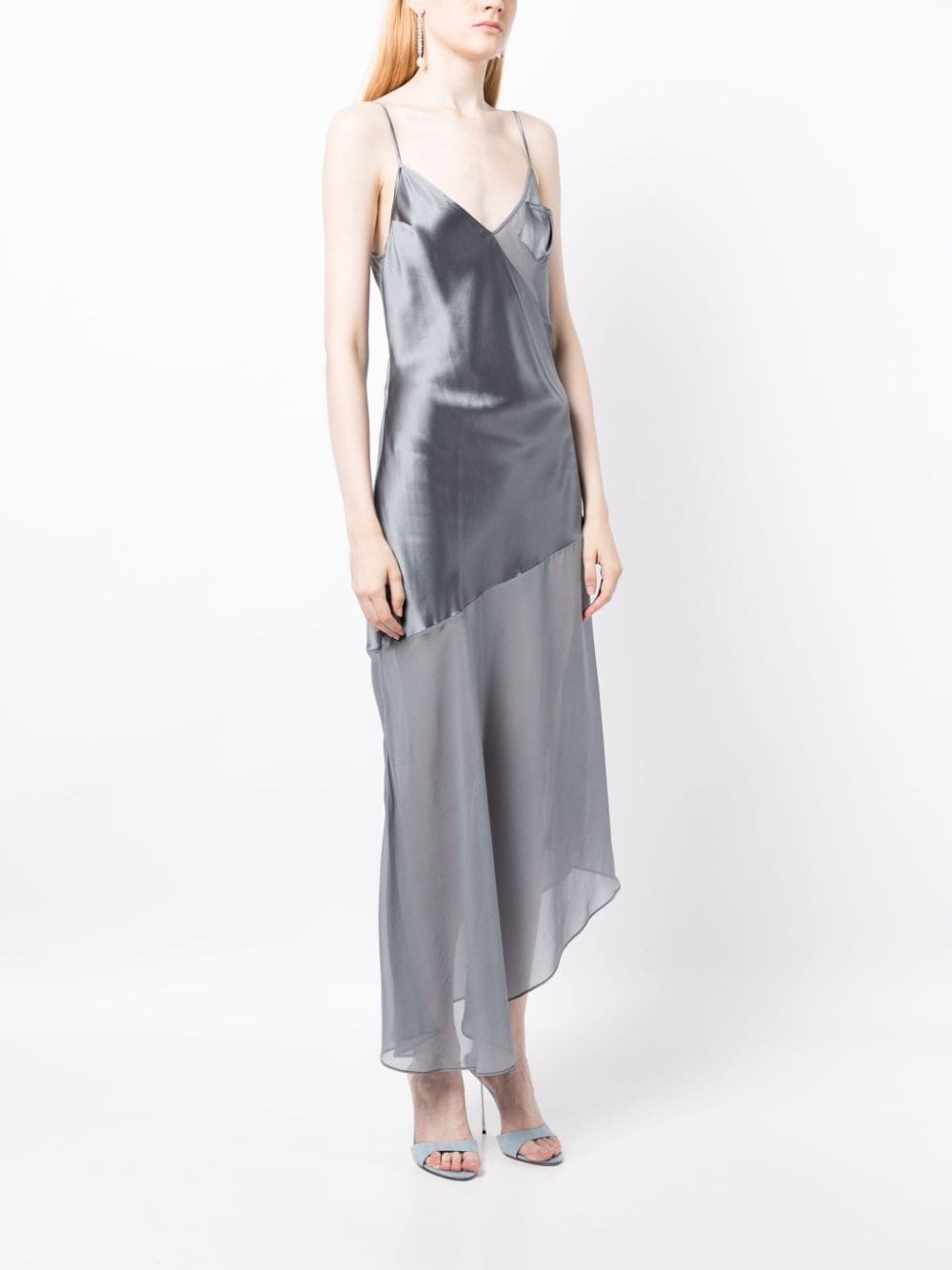 asymmetric satin-finish slip dress - 3
