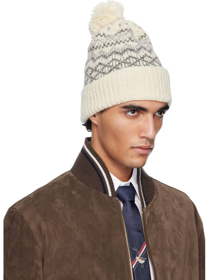 Thom Browne Off-White Fair Isle Jersey Float Jacquard Beanie outlook