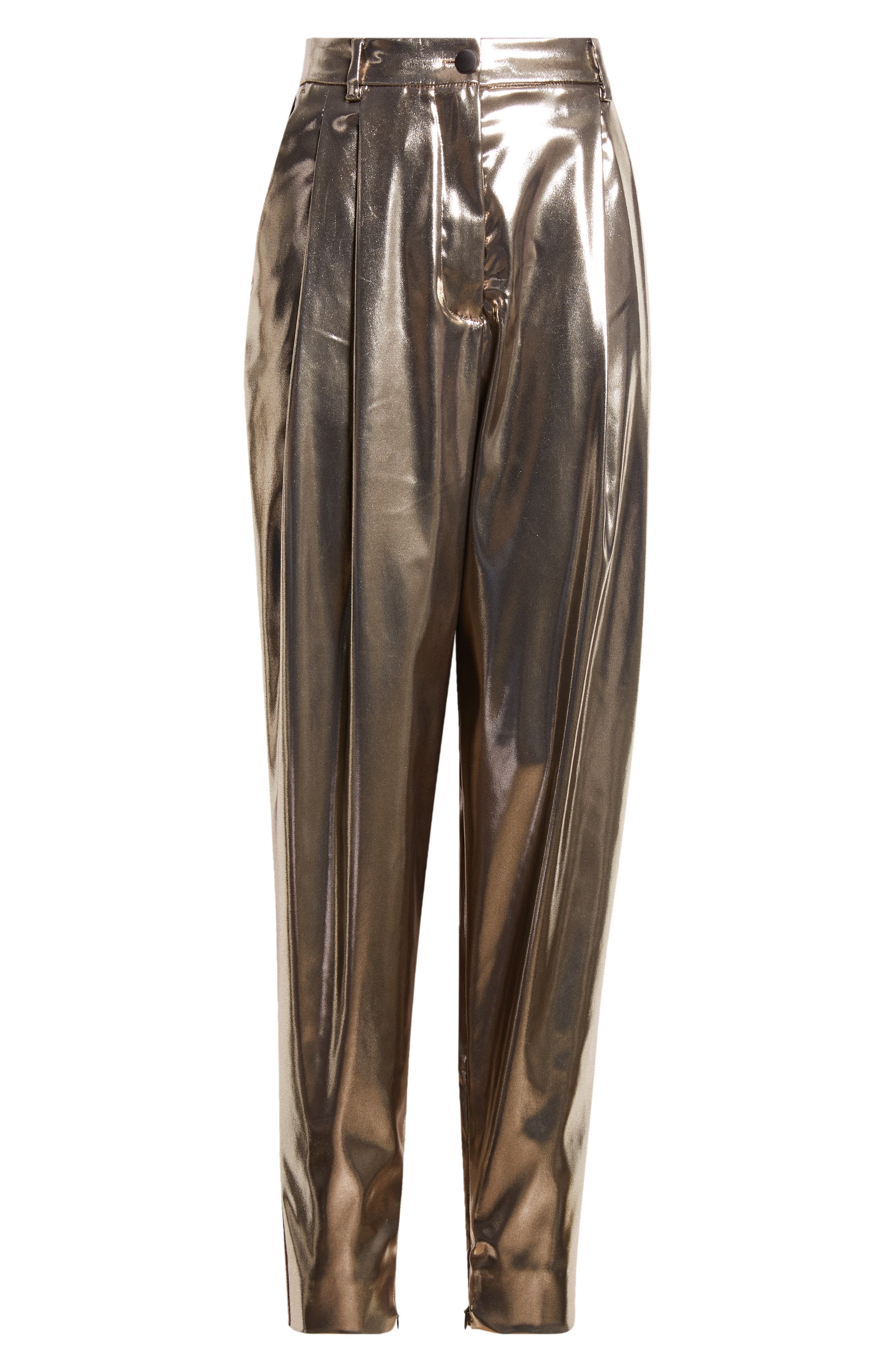 Dolce&Gabbana Metallic Pleated Ankle Pants in S0985 Oro Antico at Nordstrom - 6