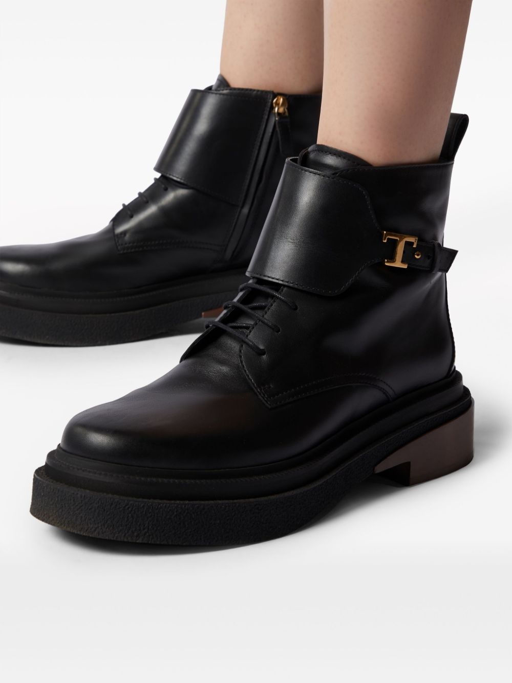 logo-plaque leather ankle boots - 6