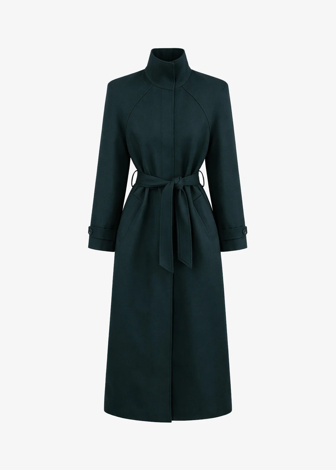 Skye Padded Trench Coat - Bottle Green - 1