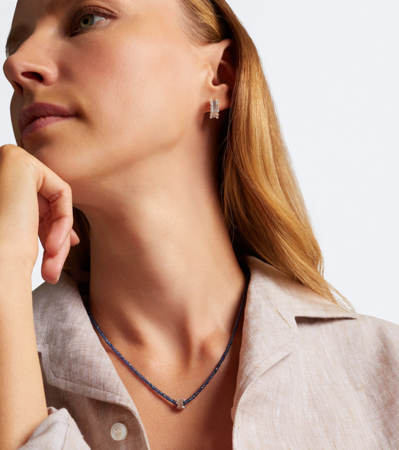 Infinite 18kt white gold beaded necklace with sapphires and diamonds 3