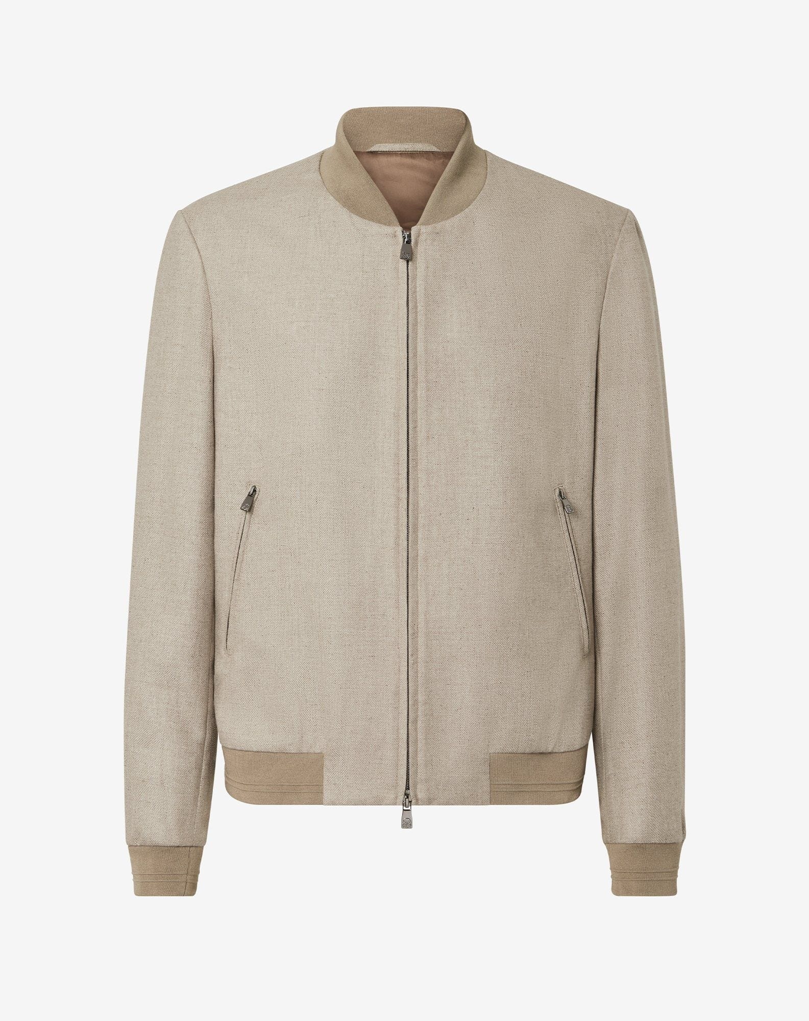 Beige silk and wool bomber jacket - 1