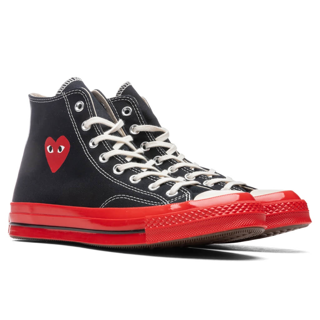 CONVERSE X COMME DES GARCONS PLAY ALL STAR CHUCK '70 HI RED SOLE - BLACK - 2