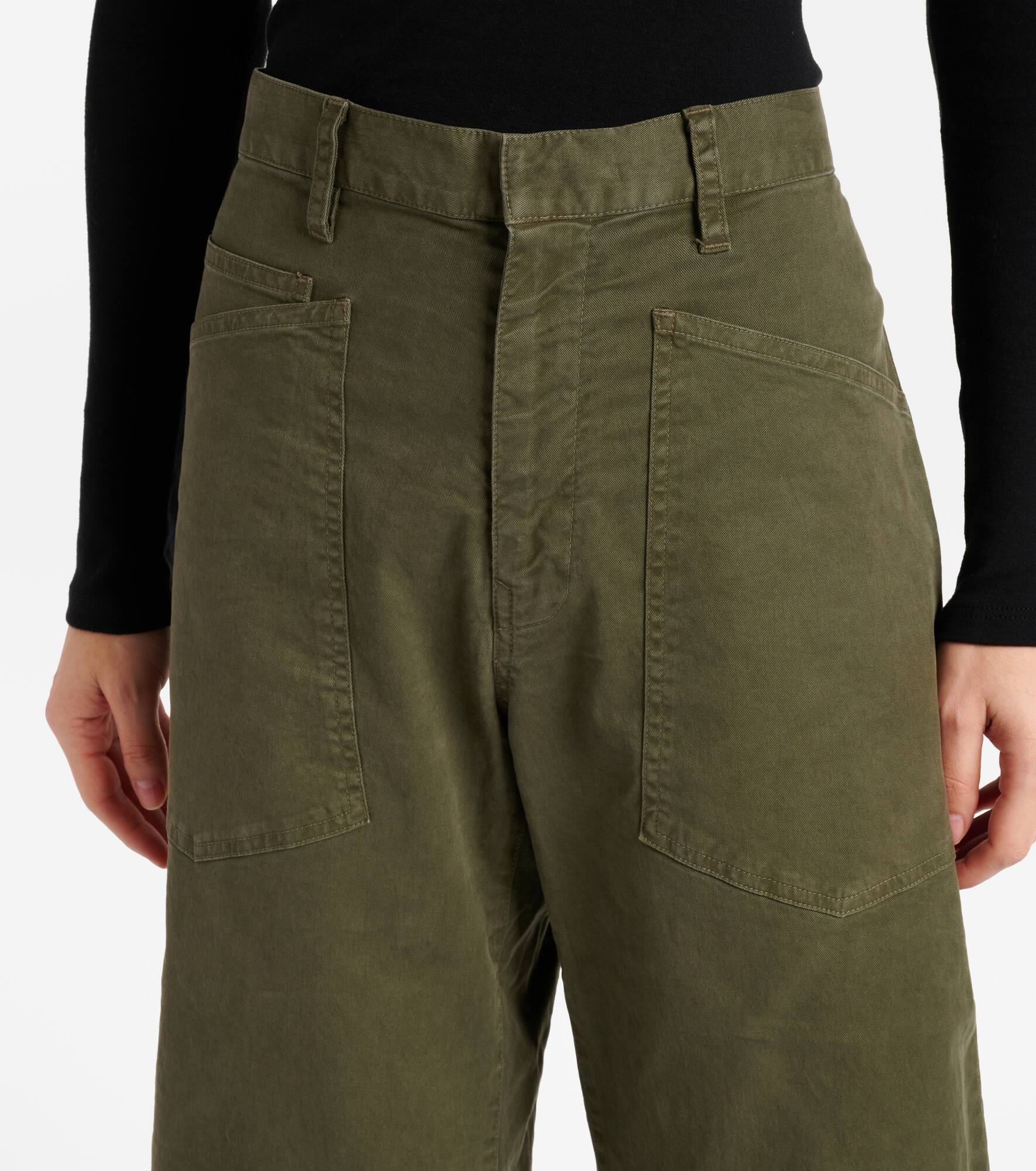 Shon cotton twill barrel-leg pants - 4